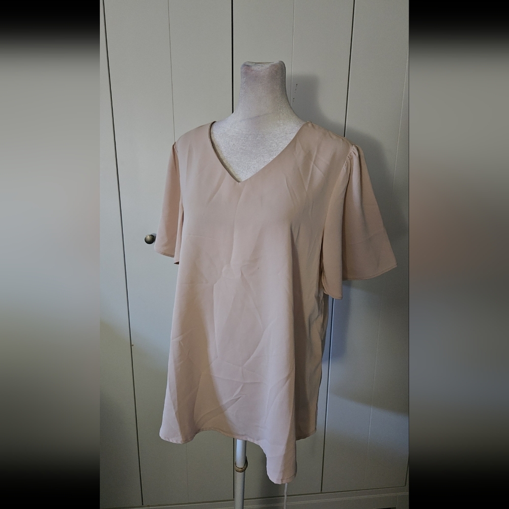 Elegant Blush V-Neck Women's Top